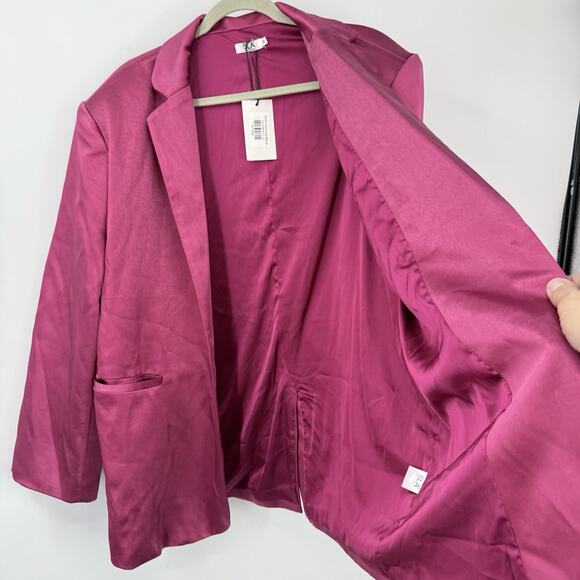 SLA The Label Olivia Oversized Satin Blazer Size XL Magenta Pink NWT - Picture 2 of 13